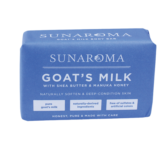 Sunaroma Goat Milk, with Shea Butter and Manuka Honey, 100% Vegetable Base, Natural Bath Soap