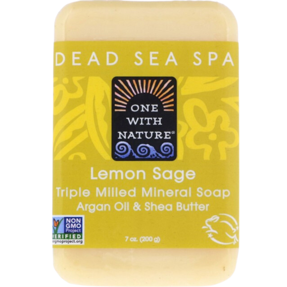 Dead Sea Spa Minerals Lemon Sage Soap Bar with Argan Oil and Shea Butter, Skin Care, Deep Cleanse