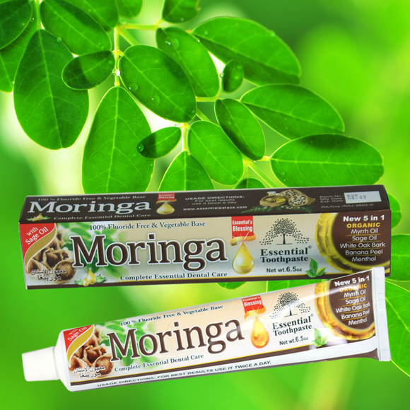 Moringa Toothpaste with Myrrh & Sage Oil, White Oak Bark, Banana Peel & Menthol all in 1 fantastic toothpaste