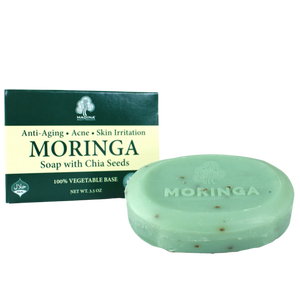 Moringa Soap with Chia Seeds, Antioxidant Properties, Purify Skin, Acne, Blackheads, Exfoliates