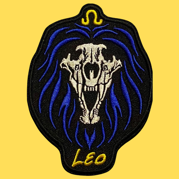 Leo Zodiac Sign Skull Patch