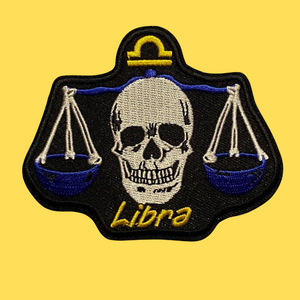 Libra Zodiac Sign Skull Patch