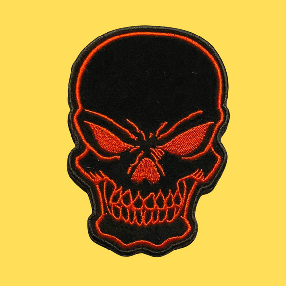 Red & Black Embroidered Skull Patch