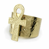 Gold Ankh Cuff Bracelet, Cuff Bracelet, Ankh, Gold Cuff, One Size Fits All, Adjustable - Evolve Boutique 