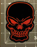 Red & Black Embroidered Skull Patch