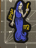 Virgo Zodiac Sign Skull Patch